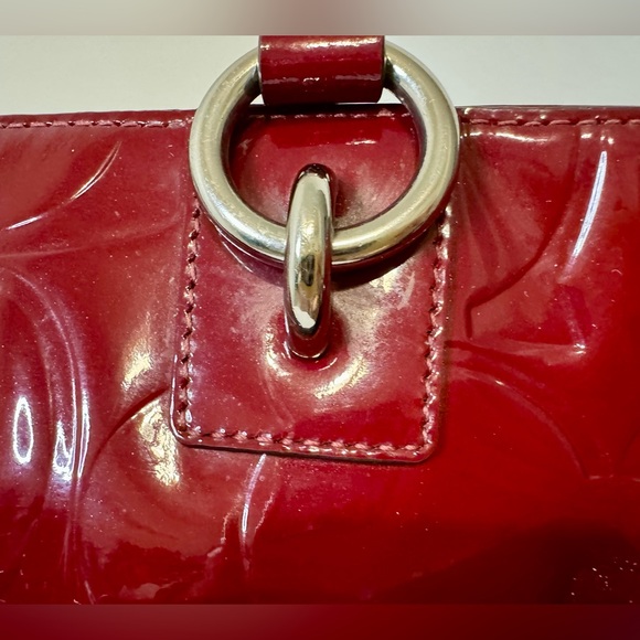 Coach Embossed Signature Burgundy Patent Leather Shoulder Bag - Picture 9 of 16